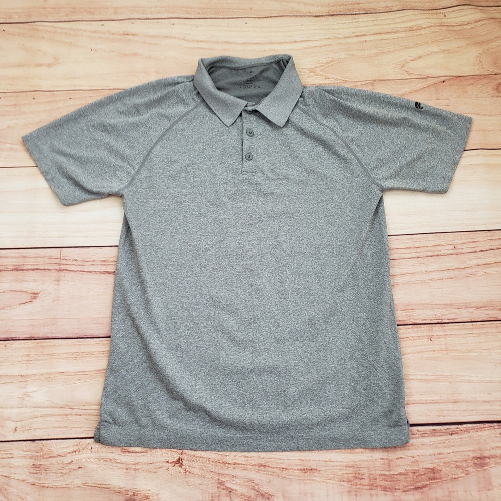 Fabletics‎ Polo Shirt Mens Medium Gray Short Sleeve Athletic Golf Golfer Golfing